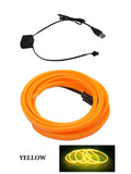 Car Interior LED Ambient Lights — USB Flexible Neon Strip, 2M, Yellow