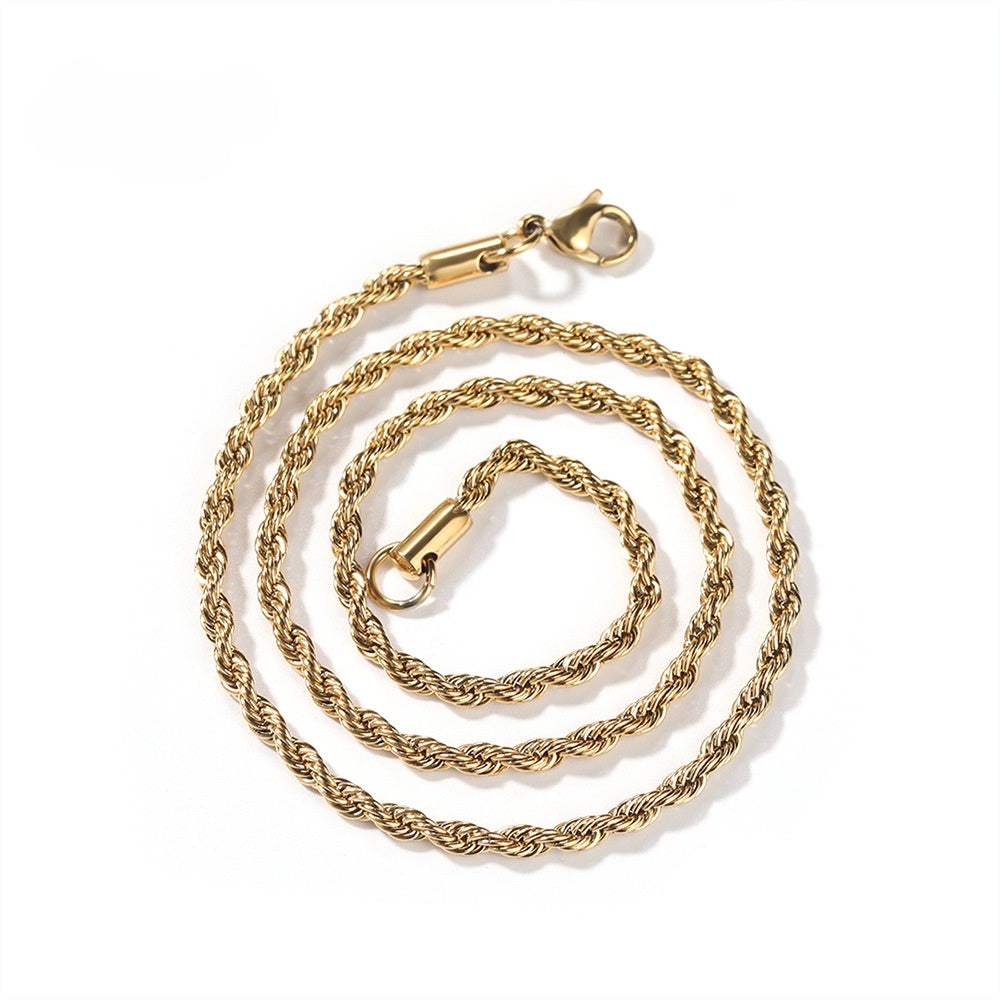 Stainless Steel Twisted Rope Chain - Minimalist Niche Design Bracelet For Men And Women