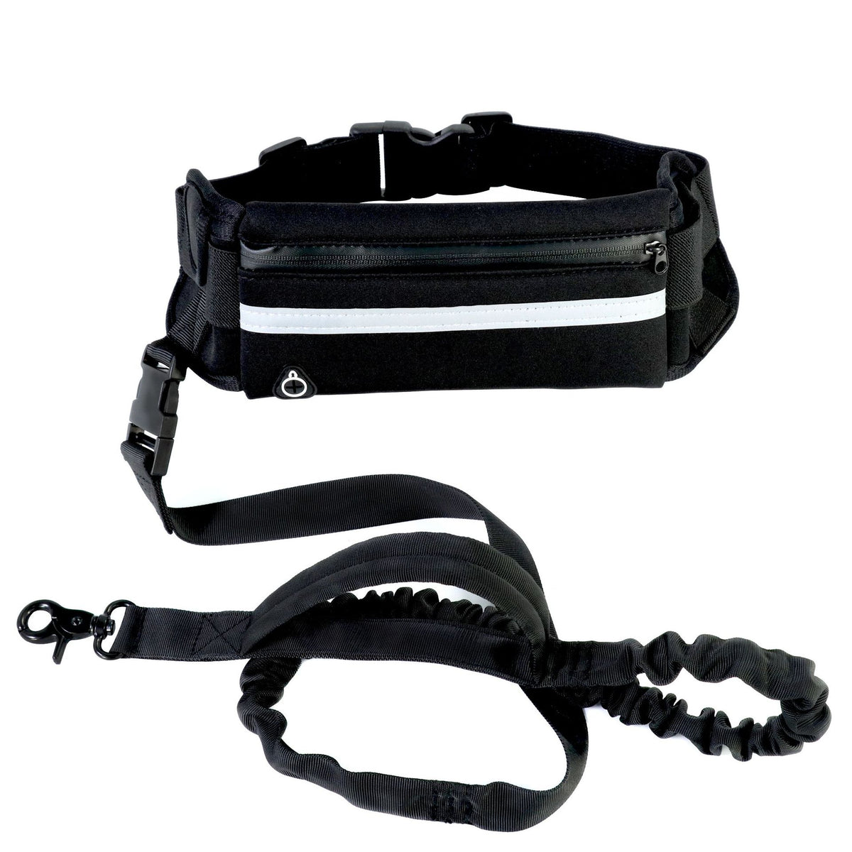 Hands Free Dog Leash Pet Walking And Training Belt With Shock Absorbing Bungee Leash For Up To 180lbs Large Dogs Phone Pocket And Water Bottle Holder, Black
