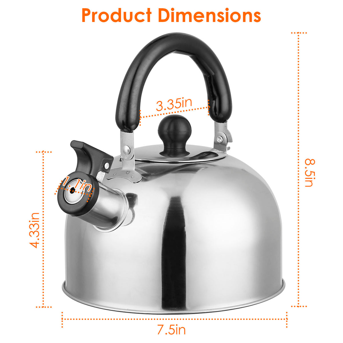 Multi-Use Whistling Tea Kettle 2 Liter, Anti-Corrosion Stainless Steel Water Kettle With Sealed Lid, Heat Resistant Handle For Home Office Camping