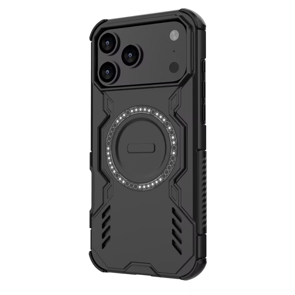 For I Phone 17 Pro Phone Case Cover Shockproof Kickstand Rugged Magnetic, Black