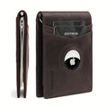 Mens Wallet Genuine Leather Slim Bifold Wallet With Airtag Holder, RFID Blocking, Front Pocket Wallet With Money Clip,ID Window Credit Card Holder