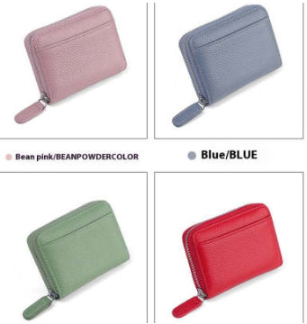 RFID Genuine Leather Card Wallet Men Women Purse With Coin Pocket Zipper Credit Card Holder Small Wallets Bags