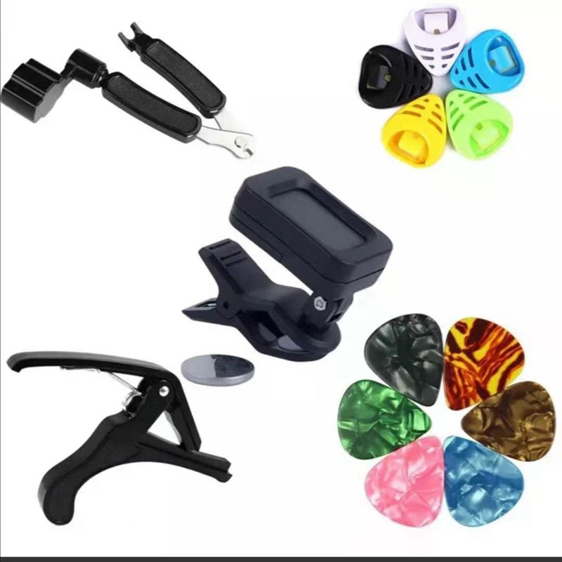 Guitar Accessories Set Capo Tuner Picks Three-in-one String Cutter