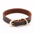 Real Cowhide Puppy Dog Collar, Brown-M