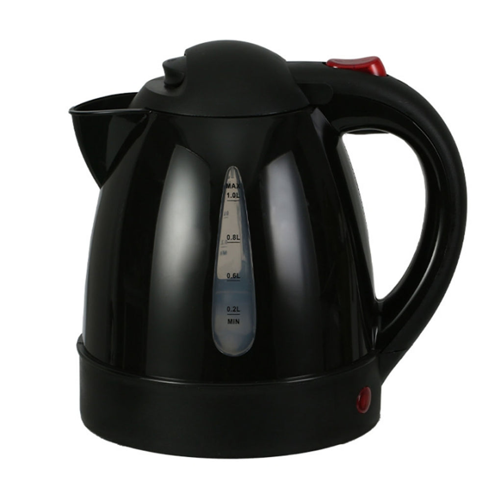 Electric Kettle 150W 1L Black Road Hot Water Boiler Stainless Steel Liner Auto Shut Off Tea Kettle Car Cigarette Plug 12V For Sedans SUVs, Default