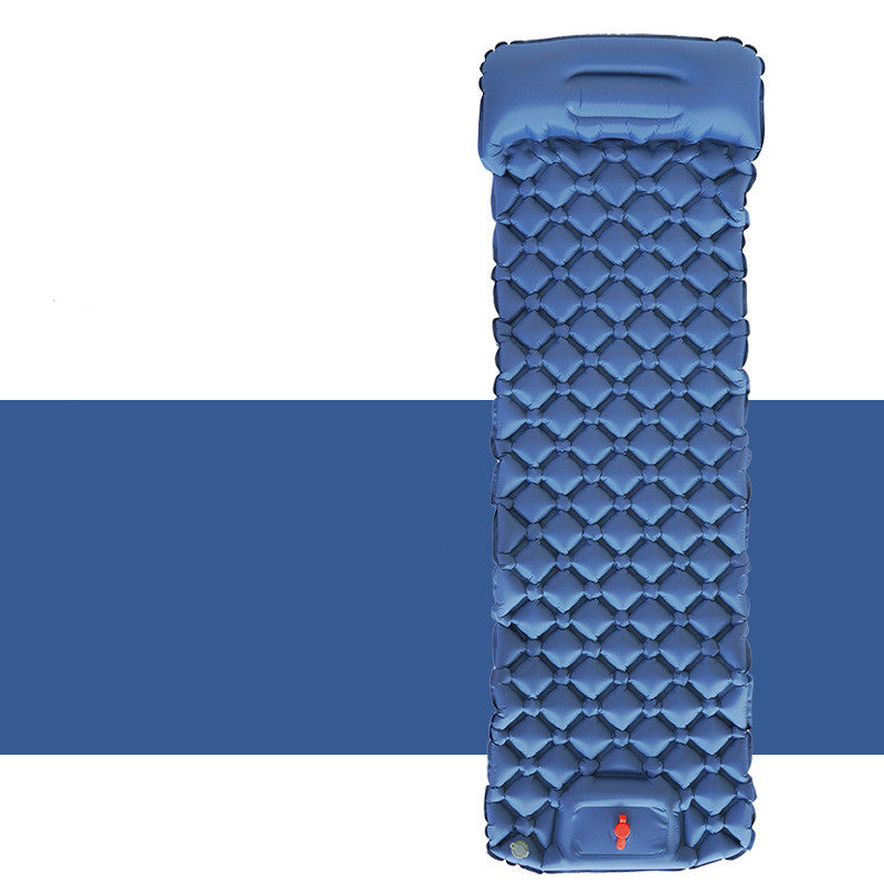 Outdoor Sleeping Pad Camping Inflatable Mattress With Pillows Travel Mat Folding Bed Ultralight Air Cushion Hiking Trekking, Dark Blue