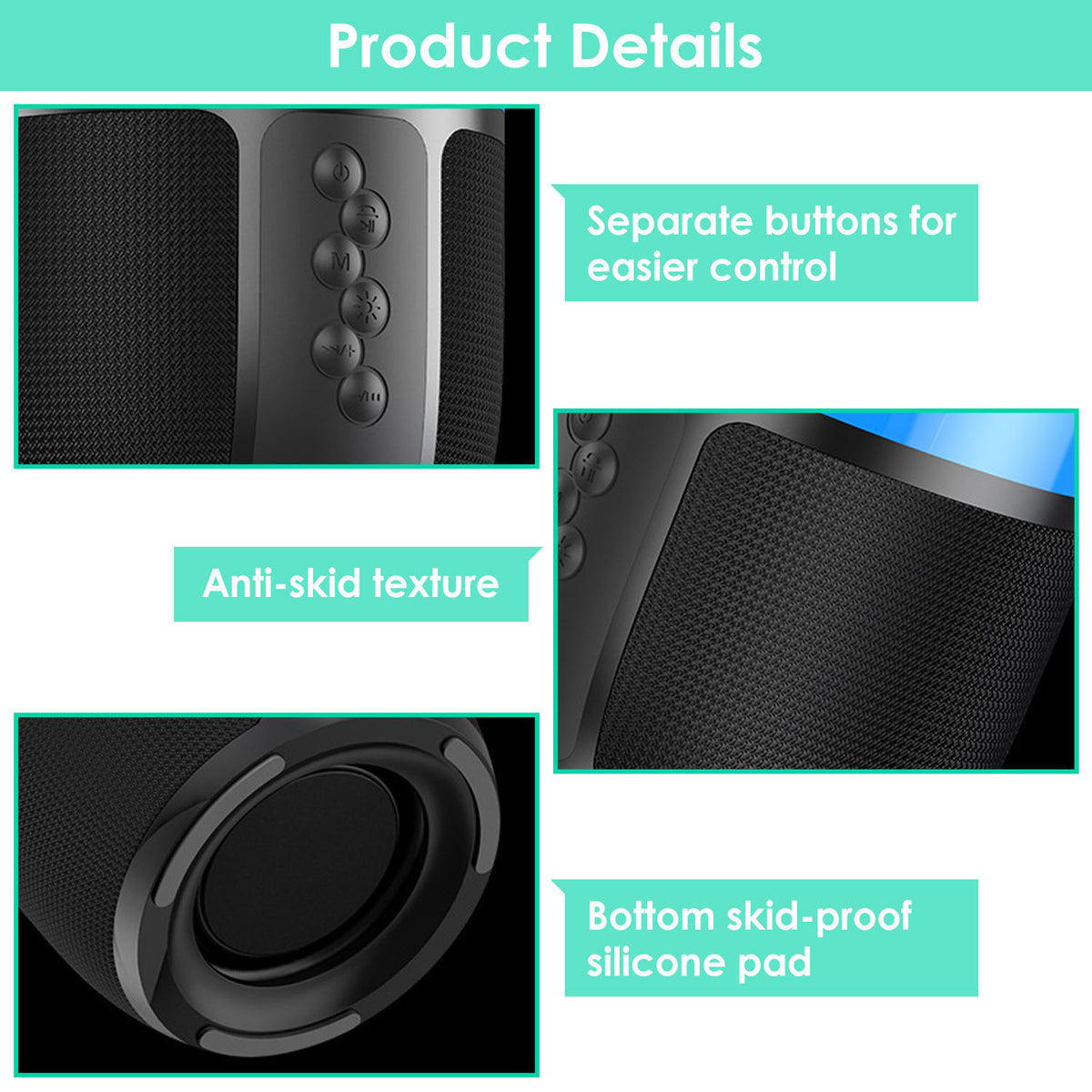 1Pc Wireless Portable Speaker Loud Stereo Speaker With 6 Color Changing Lights Radio Party TWS Speaker For Home Outdoor Travelling