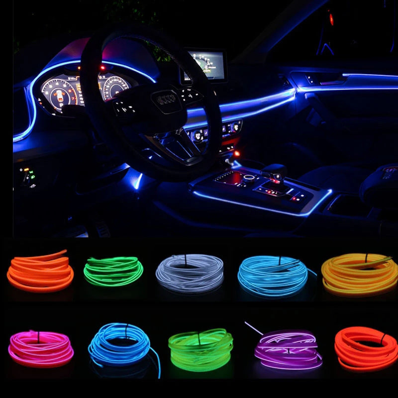 Car Interior LED Ambient Lights — USB Flexible Neon Strip