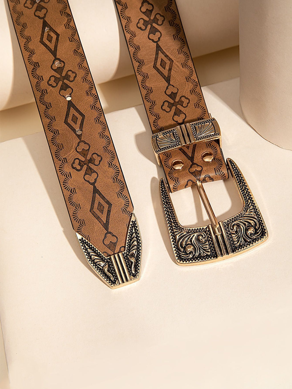 Retro Pattern PU Belt Western Style Women's Belt