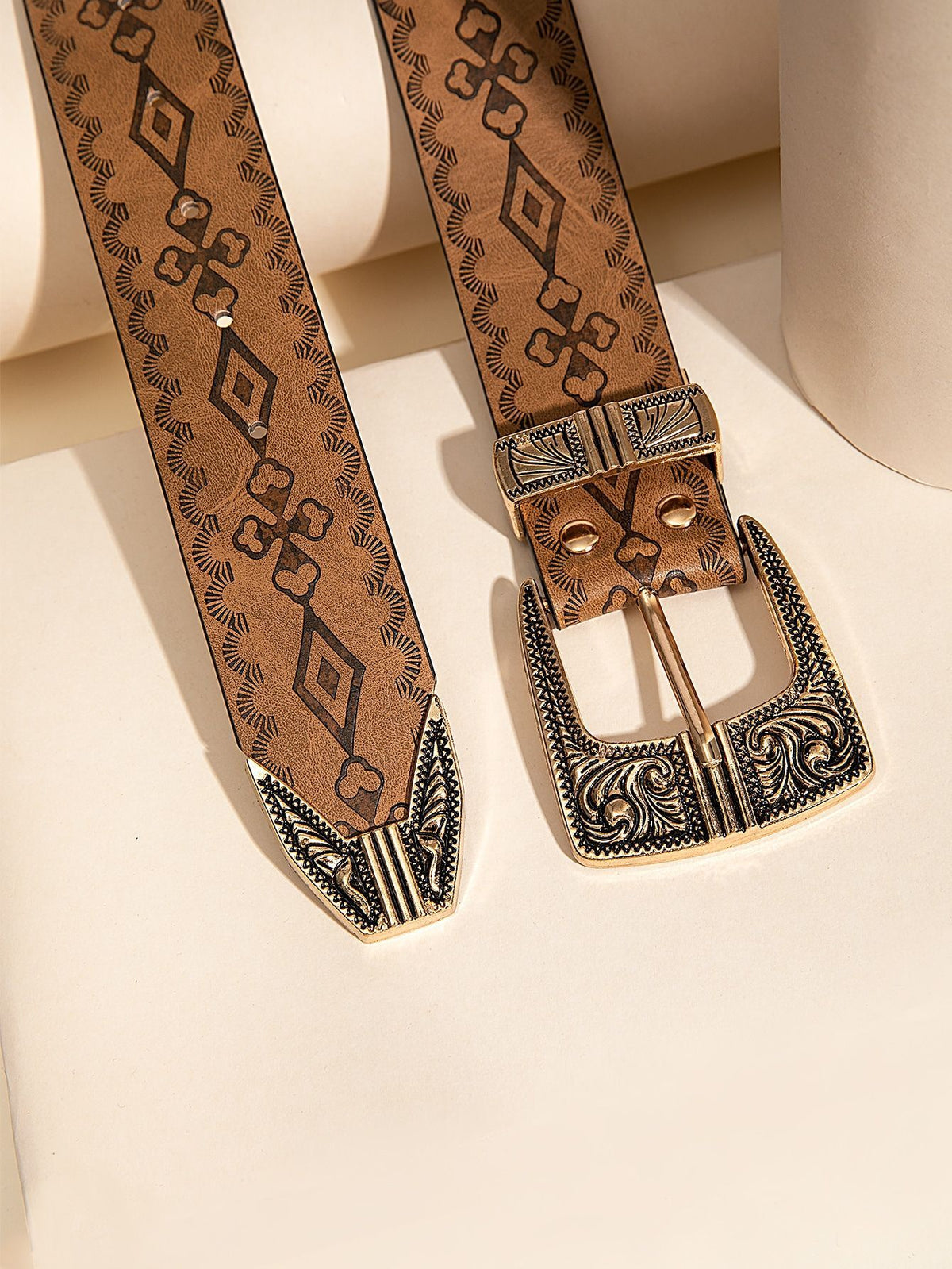 Retro Pattern PU Belt Western Style Women's Belt
