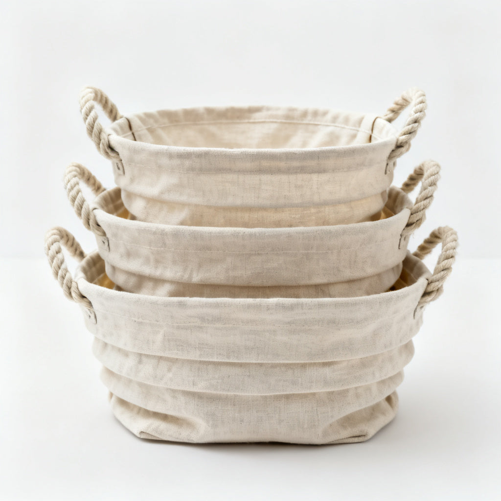 Linen Storage Basket Set of 3, Default